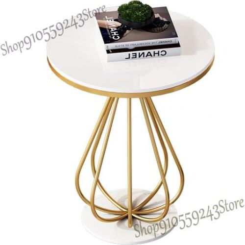 Nordic Style Sofa Side Table Light Luxury Creative Living Room Rock Board Corner Table Simple Modern New Round Bedroom Small Cof