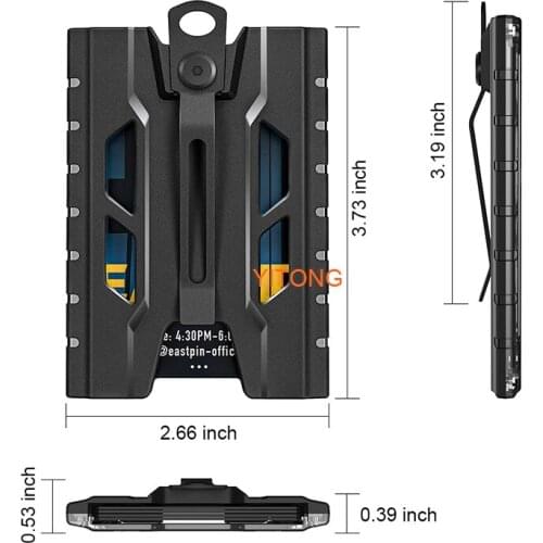 Wallet Badge Holder Durable ID Credit Holder with Metal Clip and 4 Cards Slot (Holds 1to 4 Cards) Black