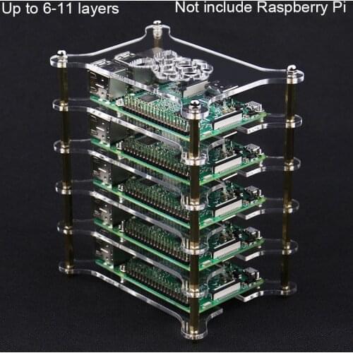 Raspberry Pi 6 7 8 9 10 11 Layers Case Tansparent Acrylic Box Holder for Raspberry Pi 4 Model B 3B+/3B