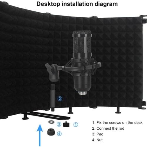 Adjustable 5/3 Panel Microphone Isolation Screen Foldable Studio Screen Filter Wind Screen Microphone Filter For Broadcast