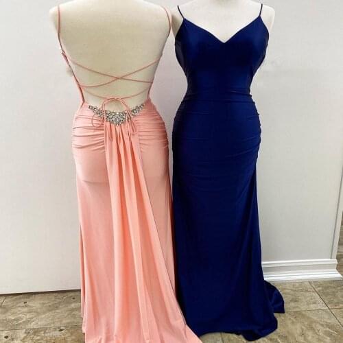 Sexy Prom Dress 2020 Sheath Long Military White Formal Party Pageant Gowns 2k20 Spaghetti Lace-Up Beaded Back Sleeveless Royal