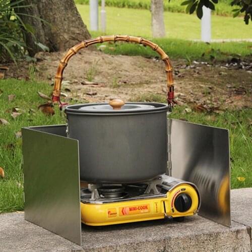 Stainless Steel Camping Stove Windscreen Foldable Gas Cookers Wind Deflectors Camping Cooker Gas Stove Wind Shield Equipment