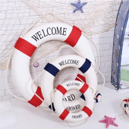 Sale Welcome Aboard Nautical Life Lifebuoy Ring Boat Wall Hanging Mediterranean Style Home Decoration