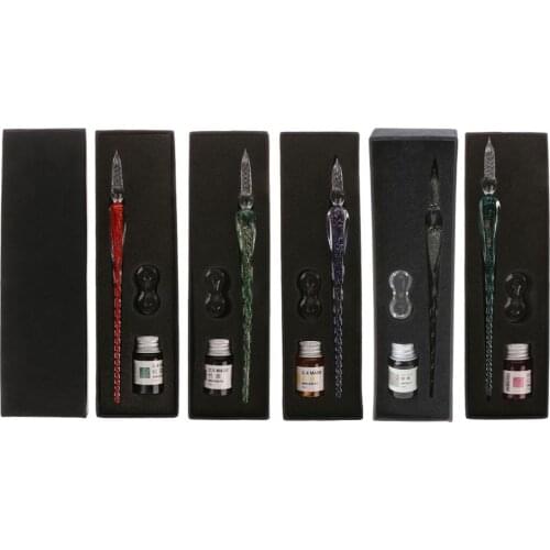 Luminous Glass Dip Fountain Pen Signature Ink Business Gift Office Supplies Calligraphy