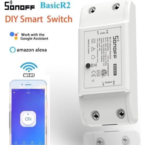 SONOFF BasicR2 Wifi Mini Smart DIY Switch Sync Status for eWelink APP Remote Contorl Timing Work with Alexa Google Home Voice