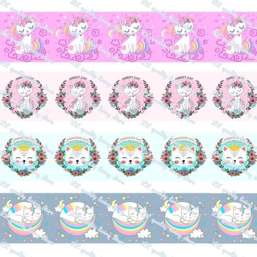 WL 22MM Pretty Cat Printing Grosgrain Ribbon Gift Wrap Bowknot Party Decoration Craft Supplies Wholesale Dog Animal Collar