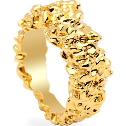 VAROLE Punk Rock Texture Ring Gold Color Simple Finger Rings For Women Fashion Jewelry Dropshipping