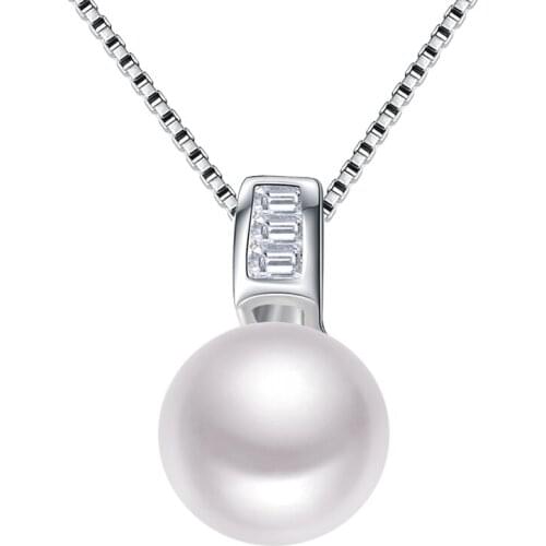 Sinya 925 silver necklace natural freshwater pearl pendant women girl ladies fine jewelry chain length 45cm
