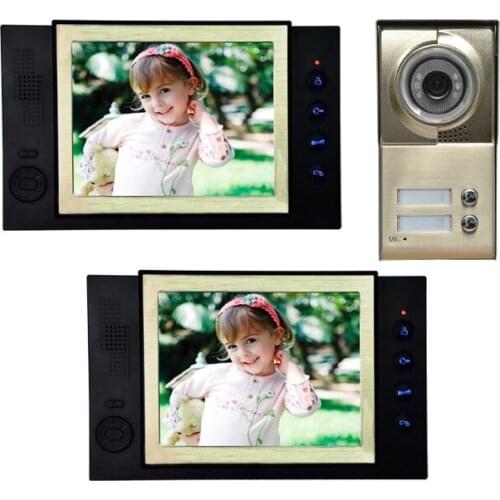 1 set) Free DHL 8 inch Colorful Screen Video Door Phone Access control system 600TVL line HD Intercom one-to-two