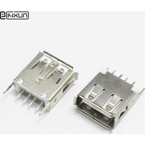 10pcs USB Type A Female Vertical Socket Connector 180 Degrees 4 Pin Plug Jack Connectors