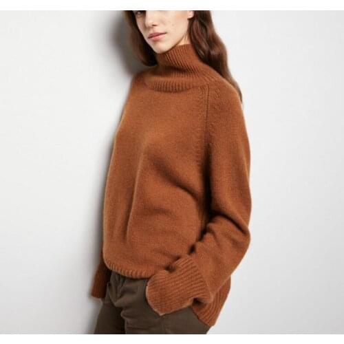 100% Cashmere Sweaters Turtleneck Drop Shoulders Long Sleeves Oversized Knitwear Candy Colors 2020 Fall Winter