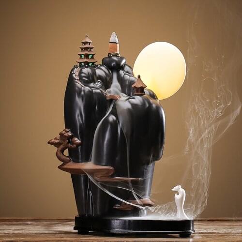 Waterfall Backflow Incense Burner Waterfall Arabic Ceramic Indoor Waterfall Aromatherapy Quemador De Incienso Incense Burner