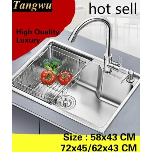 Free shipping Apartment do the dishes kitchen single trough sink high quality 304 stainless steel hot sell 58x43/72x45/62x43 CM
