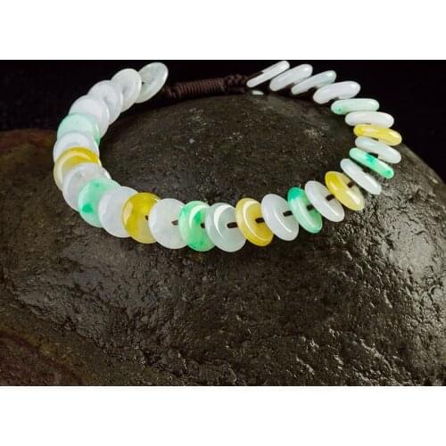 Natural Myanmar jadeite handcarved safety button bracelets beads for couples woman men beads bracelet with jade bracelet