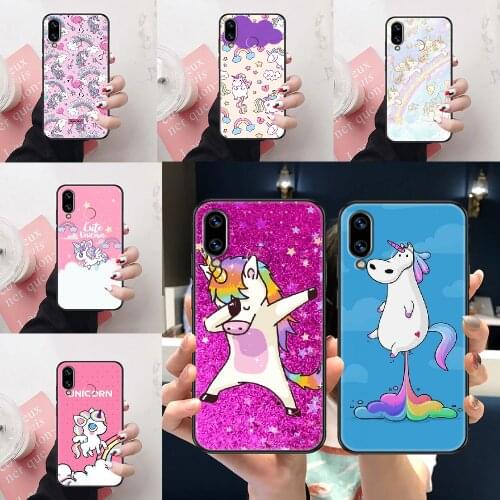 Rainbow Unicorn Cute Cartoon pink Phone Case For Huawei Honor 6A 7A 7C 8A 8X 8 9 9X 10 10i 20 Lite Pro black soft back trend