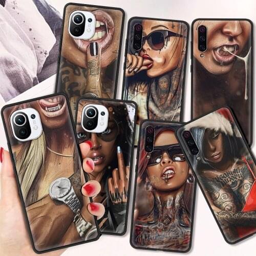 Sleeve Tattoo Girl Luxury Shell for Xiaomi Mi Poco X3 NFC 9 9T 10 10T Pro Note 10 Lite M3 CC9 CC9E Silicone Case Coque