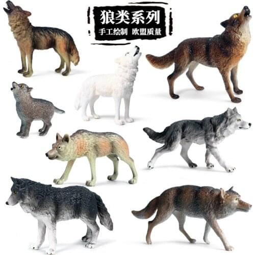 Wild Forest Animal Wolf Group Static Model Figurines Simulation Baby Wolves Action Figures Collectible Doll Children Toys Gift