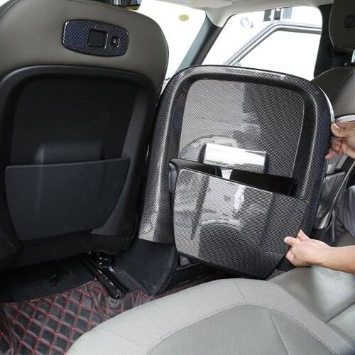 For Land Rover Defender 90 110 2020-2022 ABS Carbon Fiber Texture Car Seat Back Anti-kick Panel Cover Stickers Car Accessories