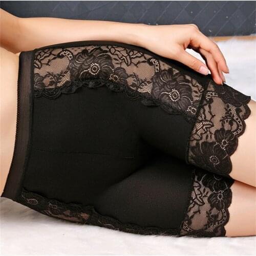 Elegant Women Safety Shorts Pants Thin Floral Lace High Waist Panties Anti Emptied Boyshorts Female Sexy Underwear Leggings New