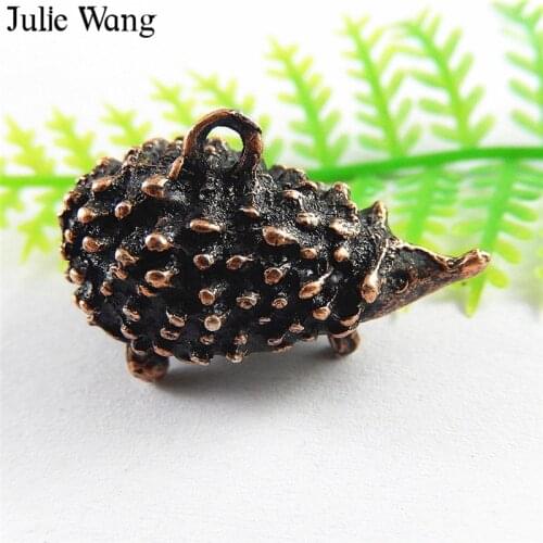 Julie Wang 5pcs Alloy Hedgehog Antique Copper Color Charms Necklace Pendants Earrings Findings Jewelry Making Accessory