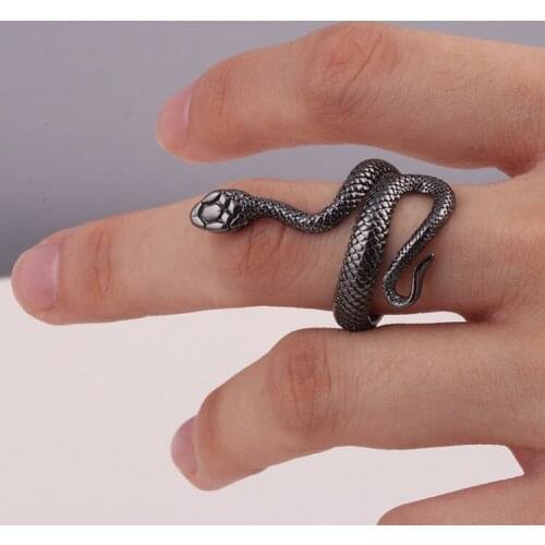 Retro Silver Color Snake Ring For Men Women Steampunk Cool Finger ring Motorcycle party Biker Jewelry Unisex Ring Jewelry Gifts