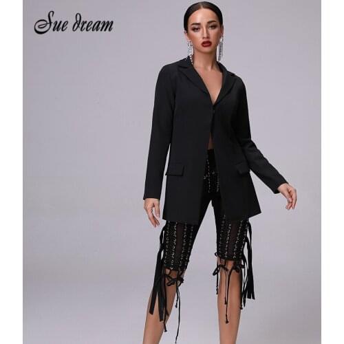 2020 Summer New 2 Two Pieces Pants Set White Black Suit Jacket Backless Tassel Round Hole V-neck Jacket Sexy Mesh Lace Pants