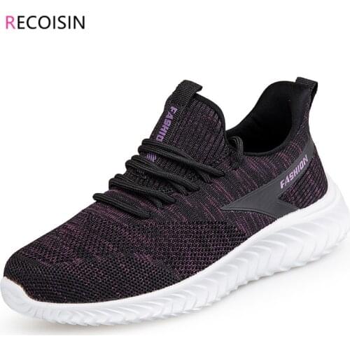 RECOISIN New 2020 Autumn Fashion Sneakers Women Shoes Breathable Mesh Casual Shoes Woman Lace-up Creepers Flats Shoes For Women