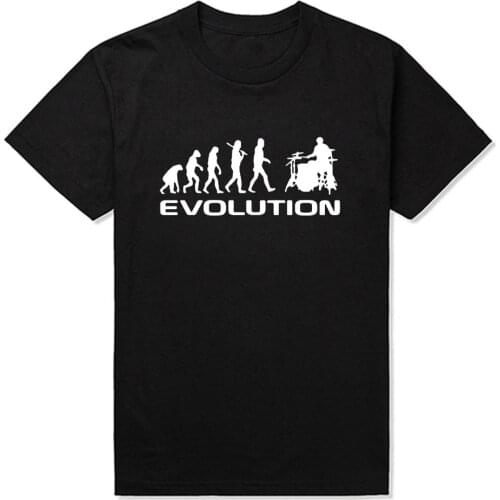 Summer Mens T-shirt Bodybuilding Undershirt Fitness Men Drummer Evolution Funny Music Humor Drums T Shirt Top Tees