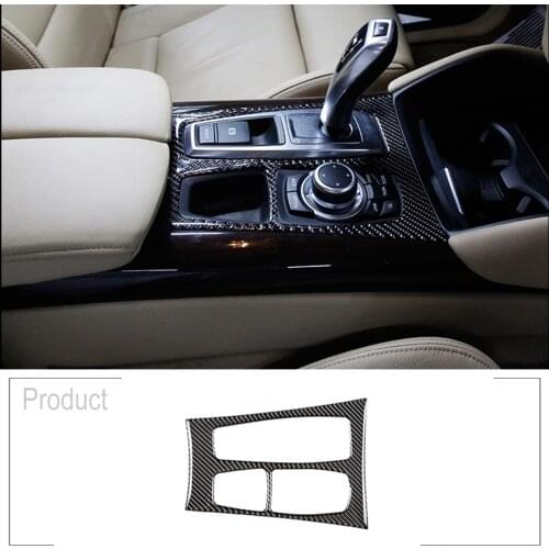 Soft Carbon Fiber Interior Gear Shift Frame Trim Stickers For BMW X5 X6 E70 E71 2010 2011 2012 2013 LHD and RHD Accessories