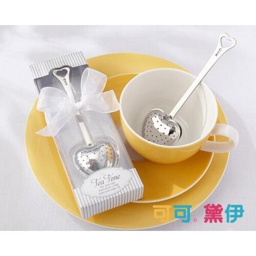 New arrivel Tea Time Heart Tea Infuser spoon with white giftbox Wedding Favors 200 pcs/ lot Free shipping