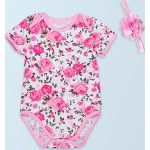 New Arrival Baby Girl Clothes Cute Flower Bodysuits Headbands Clothing Set Jumpsuits Newborn Birthday Party Outfits