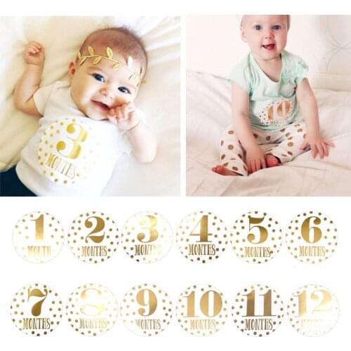 Baby Pregnant Women Monthly Photograph Sticker Fun Month 1-12 Milestone Stickers