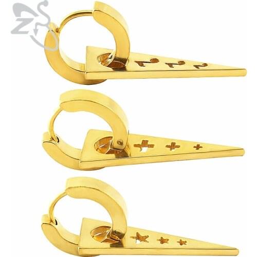 New Triangle Hoop Earrings For Women Gold Color Stainless Steel Huggie Round Earrings Aros Fashion Circle Piercing Ear Jewelry