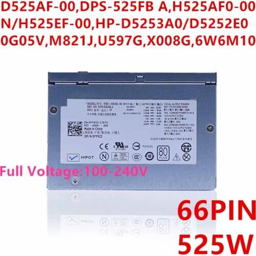 New PSU For Dell T3500 66Pin 525W Power Supply D525AF-00 H525AF-00 N525AF-00 H525EF-00 D525EF-00 N525EF-00 HP-D5253A0 HP-D5252E0