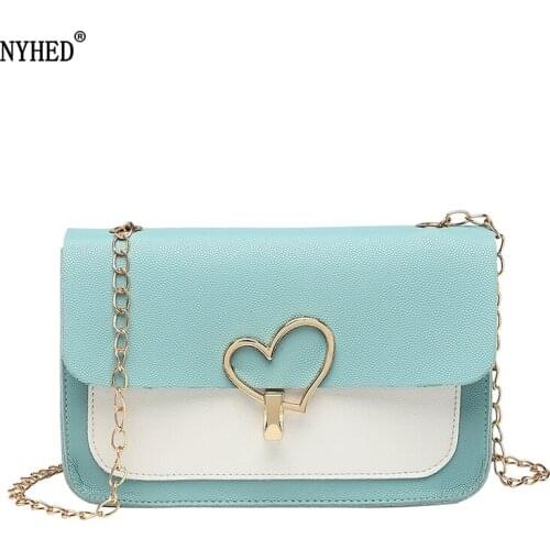 NYHED Fashion Small Chains Handbags For Women Panel Colorful Flap Shoulder Purse