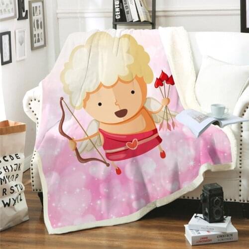 Cupid Love Baby 3D Printed Sherpa Blanket Couch Quilt Cover Travel Bedding Outlet Velvet Plush Throw Fleece Blanket Bedspread 01