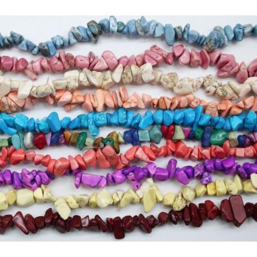 Wholesale Quality Chips Shape 19 colors 5-8mm Turquoises dye Colorful Natural Stone Beads for Jewelry Making DIY Strand 34