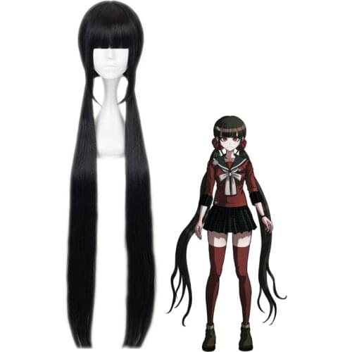 Anime Danganronpa V3: Killing Harmony Harukawa Maki Wig Cosplay Costume Black Long Straight Heat-resistant Fiber Hair Wigs