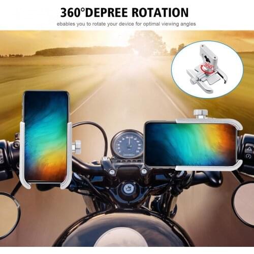 Durable Motorcycle Mobile Phone Holder Aluminum Alloy Rotary Stand for Motorbike Handle Motorcycle Accessories Supplies Goods