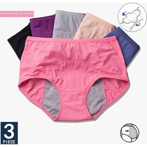 Plus Size Underwear L-5XL Menstrual Panties Physiological Pants Leak Proof Women Underwear Period Mesh Breathable Briefs