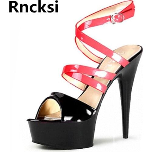 Rncksi New Women Pole Dance Sexy Wedding Party Shoes Night Club Party Sandals 15cm High Heels Platform Dance Shoes