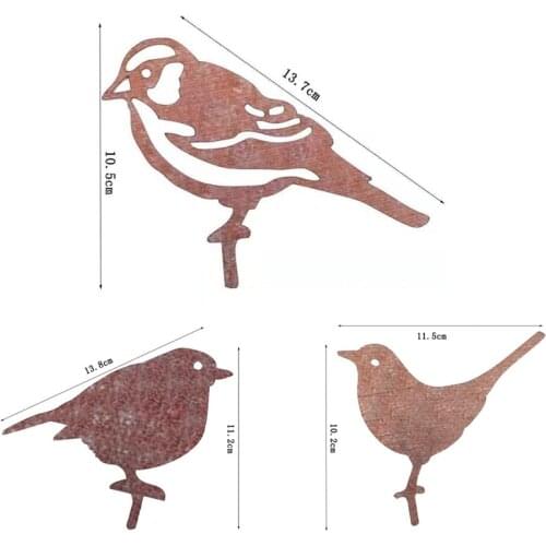 Rusty Metal Bird Silhouettes Garden Fence Backyard Decor Steel Yard Art Statue