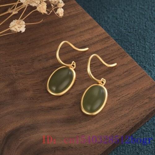 Green Jade Water drop Earrings Jewelry Women Charm Amulet Gifts 925 Silver Fashion Natural Gemstone Chalcedony Crystal Zircon