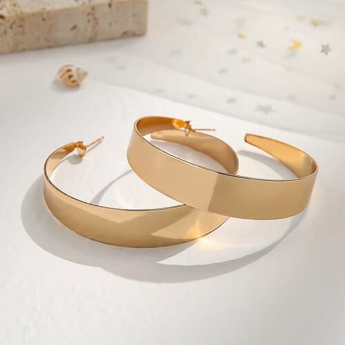 Retro Minimalist C-shaped Earrings Sequins Drop Earrings New Exaggerated Cold Wind Fashion Earring for Women Opening Accessories