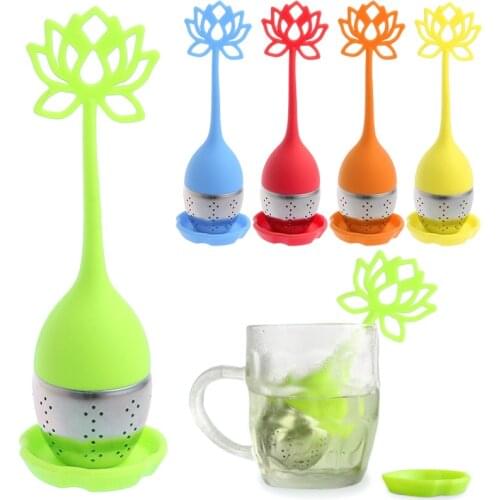 New Fashion 17cm Silicone Lotus Loose Tea Infuser Stainless Steel Filter Diffuser Strainer Gifts Tea Bags Cute