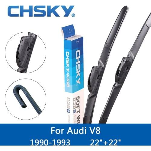 CHSKY Car Windshield Wiper Blade For Audi V8 1990 1991 1992 1993 Fit Hook Arms 22"&22" Natural Rubber Windscreen Wipers