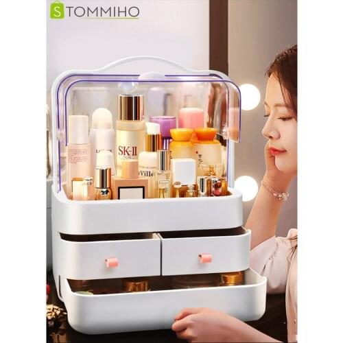 STOMMIHO Jewelry Storage Box 3-Layer Women Jewelry Organizer Box Makeup Holder Cosmetics Rack Desktop Skin Care Lipstick Holder