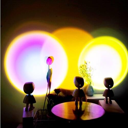 LED Sunset Red Projection Night Light Night Light Galaxy Projector Atmosphere Rainbow Lamp Table Colorful Light Wall Decoration