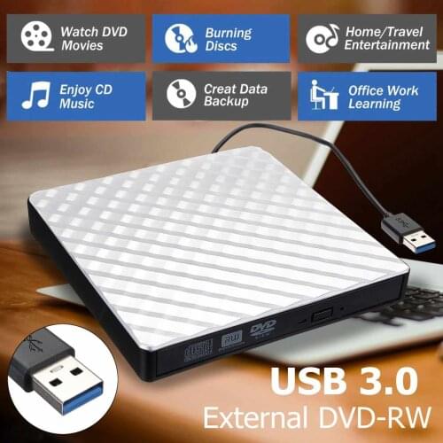 USB 3.0 External Optical Drive DVD Combo DVD ROM Player CD-RW Burner Writer Plug and Play For Macbook Laptop Desktop PC
