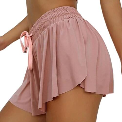 Women Double Layer Fake Two Piece Breathable Sports Shorts Mini Skirt Summer Solid Color Pleated Skirt Sexy Mini Short Skirts